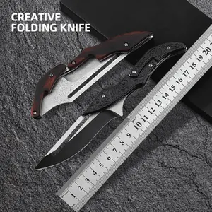 クリエイティブデザインハンドル付きハイエンド高炭素鋼折りたたみポケットナイフ屋外折りたたみポケットナイフ