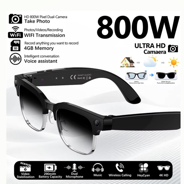 W630 Smart Glasses with 8MP Camera Call Video Record Photography WIFI Anti-blue Light Business Real-time Translation AI Glasses