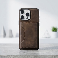 Dompet Kulit PU Coklat Tua untuk 18 Pro Max, Mewah, Berembos, Anti Benturan, Pelindung, Produsen OEM Kustom