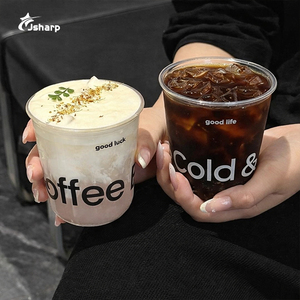 Bicchieri di Plastica Usa e Getta di Alta Qualità con Logo Personalizzato 12oz/14oz/16oz Bicchieri Trasparenti in PET con Coperchi <span class=keywords><strong>per</strong></span> Asporto Tè al <span class=keywords><strong>Latte</strong></span> Caffè Ghiacciato - Product Image 2