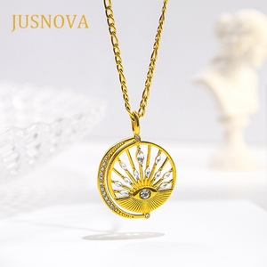 JUSNOVA-Collar de acero inoxidable pulido hecho a mano con piedras checas de oro de 18 quilates personalizado para mujer - Product Image 3