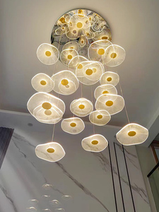 Lampadario moderno paralume in acrilico <span class=keywords><strong>per</strong></span> il soggiorno <span class=keywords><strong>sospensione</strong></span> luce trasparente loto foglia lustro lampadario scala - Product Image 2