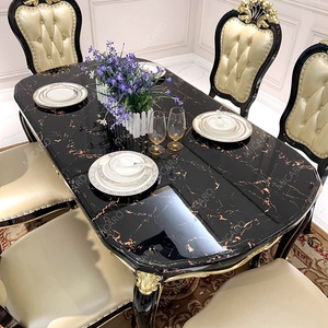 Mô Hình Pháp Thiết Kế Mới Nhất Của Gỗ Mun Đá Cẩm Thạch Màu Đen Bàn Ăn Cổ Bằng Gỗ Với 6 Ghế - Product Image 4