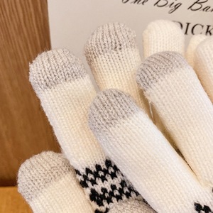 2025 invierno nuevo cálido forro polar esponjoso copo de nieve a rayas gris blanco Beige azul marino guantes de mano gruesos mitones de Navidad al aire libre - Product Image 2