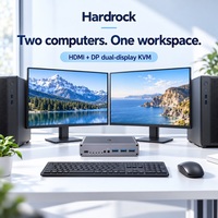 Commutateur KVM Hardrock 8K 60Hz HDMI 2.1 DP 2x2 double moniteur Hub USB 3.0 5 Gbps Télécommande IR pour deux postes de travail informatiques
