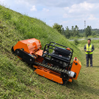 Broyeur forestier industriel robuste à moteur diesel, télécommandé, largeur 120 cm, 23 CV, coupe-herbe 45 °   Tondeuse à fléaux sur chenilles
