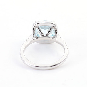 2023 bijoux femmes anneaux bleu <span class=keywords><strong>aigue</strong></span>-<span class=keywords><strong>marine</strong></span> coussin coupe broche réglage laboratoire pierres précieuses <span class=keywords><strong>prix</strong></span> 925 argent sterling plaqué or bagues - Product Image 2