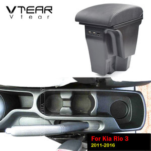 Vtear para <span class=keywords><strong>Kia</strong></span> <span class=keywords><strong>RIO</strong></span> 3 reposabrazos caja de carga USB de doble capa de almacenamiento de la caja central de contenido de la tienda <span class=keywords><strong>interior</strong></span> brazo resto caja Accesorios - Product Image 2