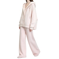 Ensemble de vêtements pour femmes de haute qualité personnalisé, tendance, 2 pièces, haut à capuche rose brodé avec pantalon, collection automne