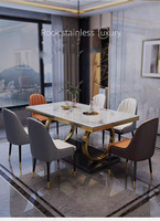 Tables à manger italiennes design moderne de luxe Ensemble de luxe haut de gamme pour mariage couleur dorée Prix bon marché Table à manger en marbre