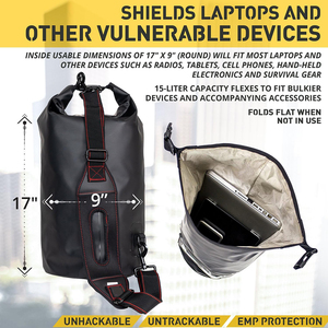 Faraday Tote 15L Waterproof Dry Bag <b>for</b> Electronic Device Security & Transport Signal Blocking Anti-Tracking EMP & CME Shield - Product Image 2