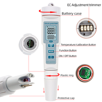 Portable 4in 1 TDS/EC/PH/salinité/température mètre numérique testeur de PH de qualité de l'eau pour piscines, eau potable, aquariums