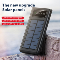 Meilleures ventes - Banque d'alimentation solaire portable de voyage étanche avec double port USB et micro USB, charge rapide, lumière LED