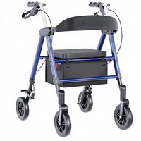 Déambulateur pliable avec cadre en aluminium renforcé, réglage double hauteur, roues tout-terrain de 8 pouces, capacité de charge de 300 lb, siège Unicon