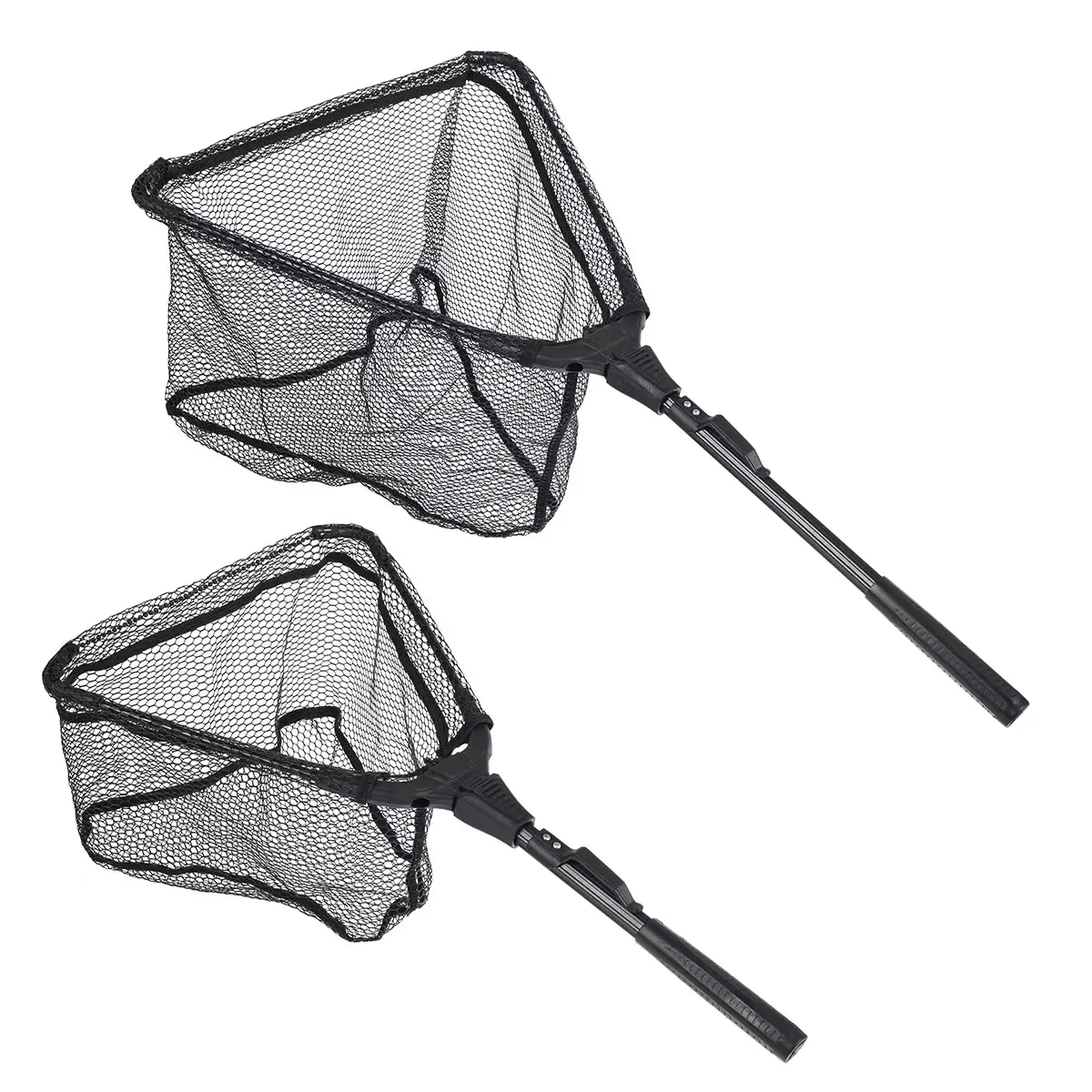 Portable Triangular Brail Folding Fishing Net Landing Net Section Extendable Aluminium Pole Handle Fishing Tackle Dip Net