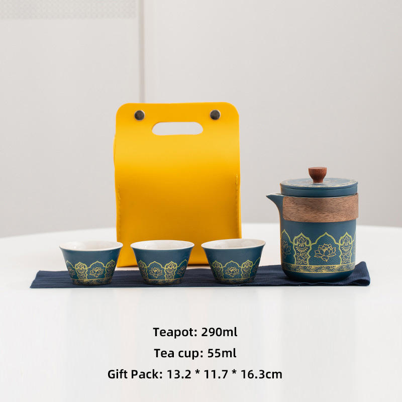 bleu (1 pot+3 tasses) - sac jaune