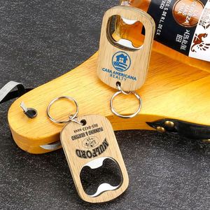 <b>Custom</b> Engraved Oval Wood Bottle Opener <b>Keychain</b> Durable & Portable Beech/Walnut for Home Bar Parties Corporate Gifts - Product Image 2
