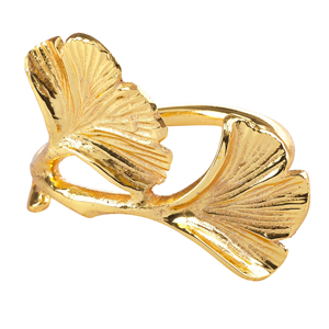 แหวนรองผ้าเช็ดปากรูปใบแปะก๊วยสีทอง พร้อมลายเส้นที่ประณีต ตกแต่งโต๊ะอาหารอย่างหรูหราสำหรับงานแต่งงาน งานเลี้ยง และงานจัดเลี้ยงระดับพรีเมียม - Product Image 1