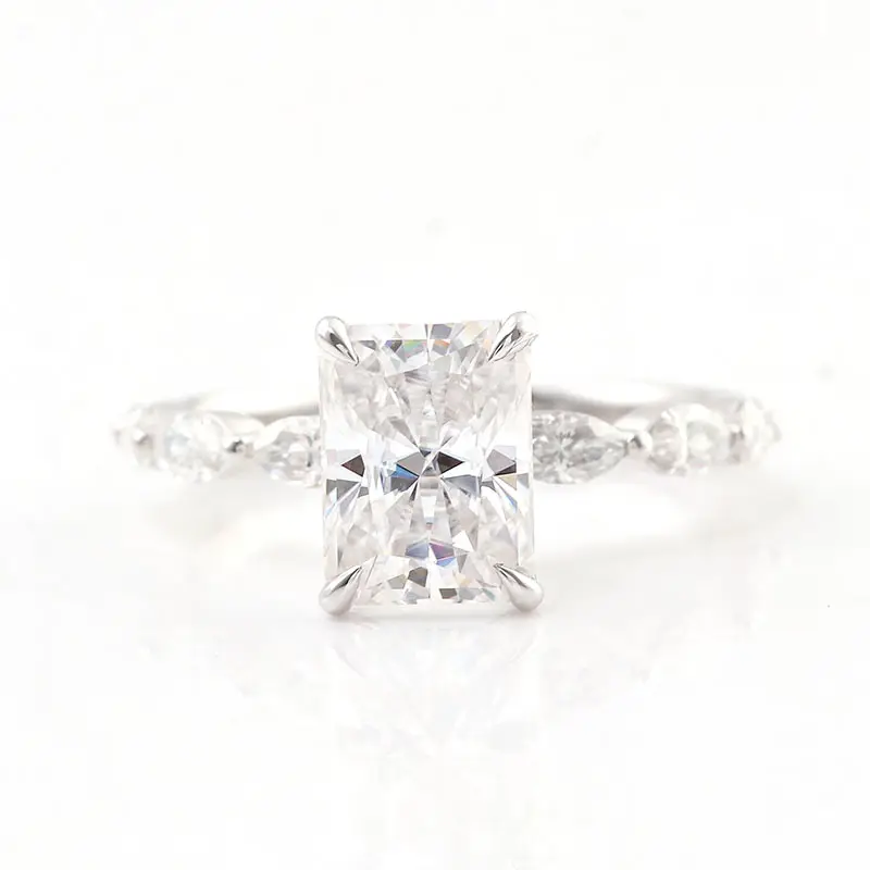2 Carat Wedding Rings 10k 14k 18k White Gold Moissanite Diamond Ring Men Ladies Wearable Jewelry Delicate Ring Box
