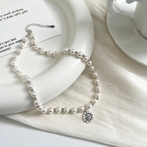 925 Sterling <b>Silver</b> Pearl Necklace With Crown Charm For Women Elegant <b>Choker</b> Everyday Wear - Product Image 1