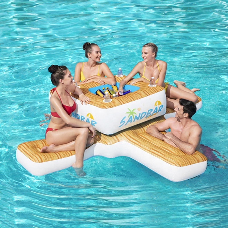 Porte-Gobelet Gonflable Palmier Piscine - 4 Emplacements, Flotteur Pour Boissons, Fête Été