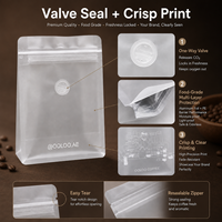 25g Custom Printed With Valve and Zipper 100g 250g 500g 1kg Flat Bottom Stand up Kraft Paper Coffee Bean Packaging Bag