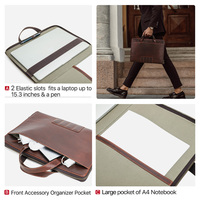 Mallette de voyage en cuir véritable pour ordinateur portable 14-16.2 pouces Macbook Air M1/M2/16 Pro M3 Mallette de rangement pour PC