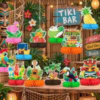 12 pièces de décorations de fête Luau, centres de table en nid d'abeille hawaïens, décorations de table tropicales pour les fournitures de fête estivale à la plage ou à la piscine