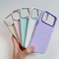 Coque de téléphone tendance en silicone magnétique effet vague d'eau avec cadre d'appareil photo électroplaqué pour iPhone 17 16 15 14 13 18 Pro Max