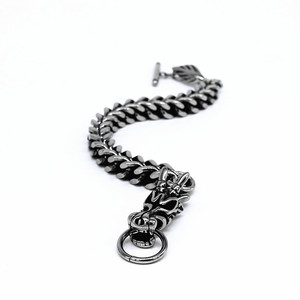 Yunnique Dragon Pulsera de acero de titanio para hombre, color acero, diseño de signo del zodiaco animal, joyería de regalo - Product Image 5