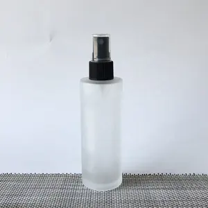 Botella de vidrio esmerilada cilíndrica, espray Tubular de plástico esmerilado, espray de vidrio para Perfume, pulverizador de bomba negra, 85ml