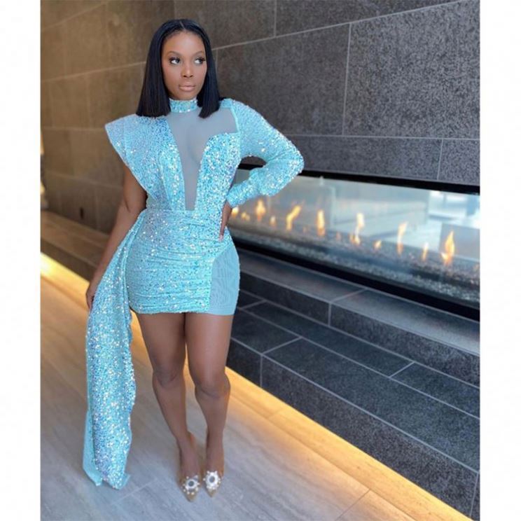 Robe Longue De Soirée Bleue Une épaule - Blue Banana - Neuf Avec étiquettes
