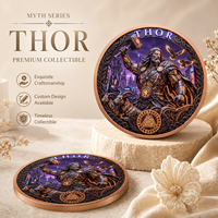 Koin Tembaga Murni 999 5 oz Thor Dewa Norse, Relief Tinggi Berwarna UV, Hadiah untuk Penggemar Mitologi, Kerajinan Logam