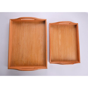 Prix Raisonnables Ensemble de 2 Plateaux en Bois avec Poignées Ovales 40 x 30 cm 33 x 25 cm - Product Image 6