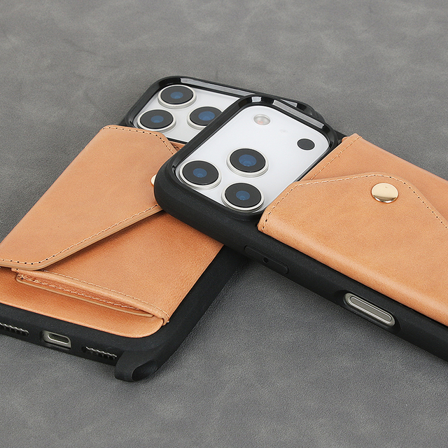 Wholesale Genuine Leather Phone Case with Crossbody Lanyard Card Pocket Wallet for iPhone 17 16 15 Pro Max