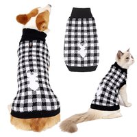 Tenue pour chien, pull en tricot doux pour chat et chien, motif bonhomme de neige à carreaux, costume de Noël pour animaux de compagnie, vente en gros, logo personnalisé, vêtements pour animaux de compagnie