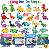 Patch brodé thermocollant ou à coudre pour enfants, motif dinosaures mignons (Triceratops, Stegosaurus, Pterodactyl), vente en gros