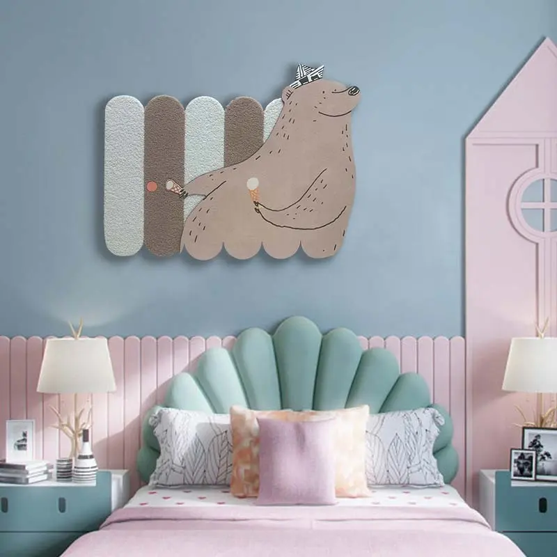JZ çocuk odası dekor yün örgü kutup ayısı karışık medya yapıt 3D resimleri ve duvar sanat hayvanlar