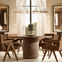 Table à manger en bois de style mid-century moderne Kumusi Furniture, table à manger ronde en bois massif vintage française pour la maison