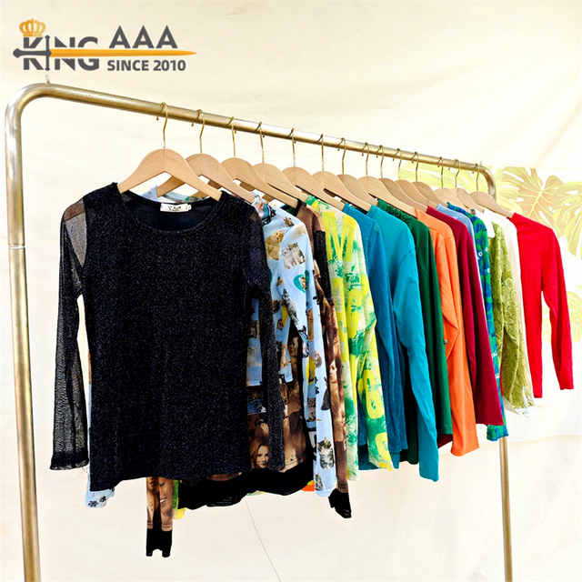 High Quality Vintage Female Tops Long Sleeve T-Shirt Knit Pullover Sweater Loose Blouse Bales 100% Cotton PUYI Brand V39 Model