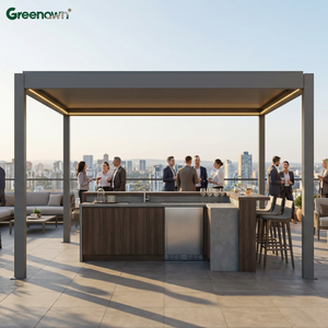 Système <span class=keywords><strong>de</strong></span> toit <span class=keywords><strong>de</strong></span> pergola bioclimatique motorisé en aluminium imperméable à LED avec dimensions 3x4 pour terrasses extérieures <span class=keywords><strong>de</strong></span> jardin - Product Image 1