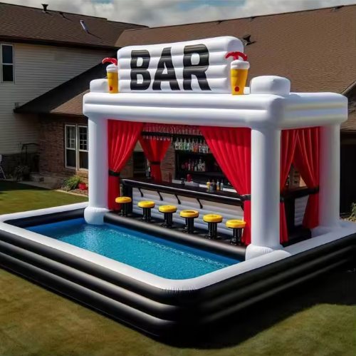 Hot Sales PVC Outdoor Commercial Inflatable Floating Platform Party Tent Pool Water Bar for Adults