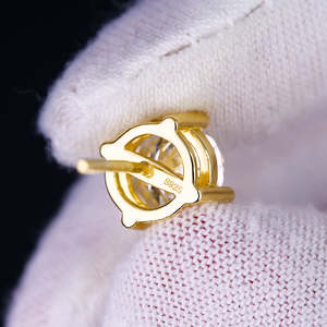 Pendientes de tuerca con cierre de rosca de moissanita cultivada en laboratorio D VVS, plata de ley 925 chapada en oro, joyería hip hop - Product Image 4