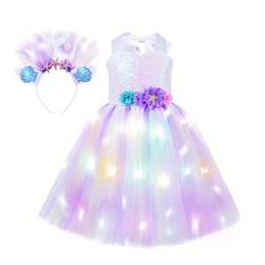 Hot Bán Led Light-Up Nàng Tiên Cá công chúa tutu ăn mặc Halloween cosplay trang phục thiết lập cho trẻ em cho ăn mặc bên - Product Image 6