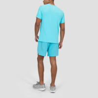 Fabricant de vêtements été logo personnalisé extérieur polyester hommes T-shirt short ensemble quatre côtés élastique deux pièces T-shirt ensemble
