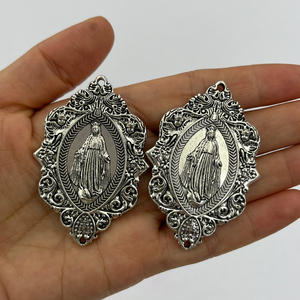 Medaglia religiosa pendente per maria vergine 38x55mm per creazione di gioielli fai da te - Product Image 2