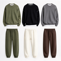 Ensemble de survêtement vintage personnalisé pour homme, col rond, en molleton épais, 2 pièces, sweat-shirt oversize et pantalon de jogging