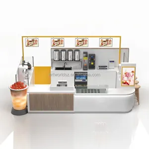 Artworld Displays Fashion Boba Tea Kiosk Custom Hot Sale Bubble Tea Milk Tea Bar Counter Design