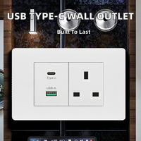Prise de courant moderne britannique avec prise britannique 13A et charge rapide USB Type C pour MacBook, téléphone, bureau