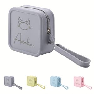 Custom Name Square Silicone Cosmetic Waterproof Small <b>Makeup</b> Pouch Laser Engraved <b>Travel</b> Toiletry <b>Bag</b> Women - Product Image 2
